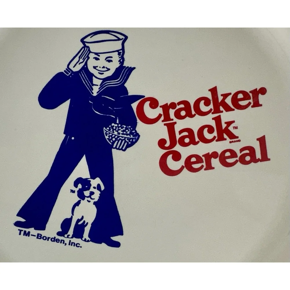 VTG 80s Cracker Jack Frisbee Disc Ralston Purina Sailor Jack Bingo Dog White EUC
